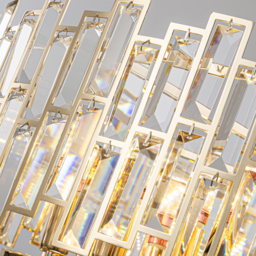 Clyvra Modern Geometric Crystal Chandelier 14-Light with Adjustable Chain in Gold - thumbnail 6