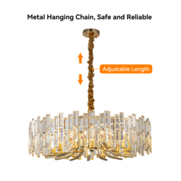 Clyvra Modern Geometric Crystal Chandelier 14-Light with Adjustable Chain in Gold - thumbnail 8