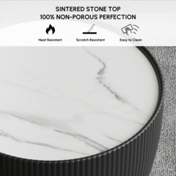 500mm Round Sintered Stone Leather Drum Coffee Table - thumbnail 8
