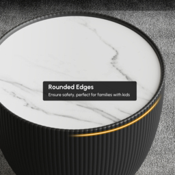 500mm Round Sintered Stone Leather Drum Coffee Table - thumbnail 7