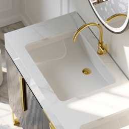 Aro 1500mm Black Double Basin Freestanding Bathroom Vanity Drawers Faux Marble Top - thumbnail 7