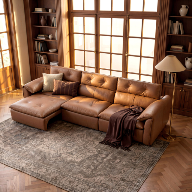 320cm 3-Seater Genuine Leather Power Convertible Sleeper Sofa with Adjustable Headrest - image 1