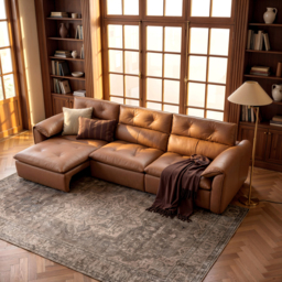 320cm 3-Seater Genuine Leather Power Convertible Sleeper Sofa with Adjustable Headrest