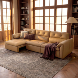 320cm 3-Seater Genuine Leather Power Convertible Sleeper Sofa with Adjustable Headrest