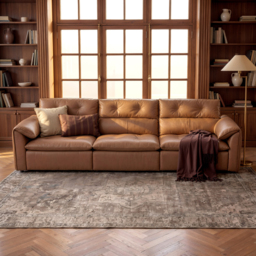 320cm 3-Seater Genuine Leather Power Convertible Sleeper Sofa with Adjustable Headrest - thumbnail 2