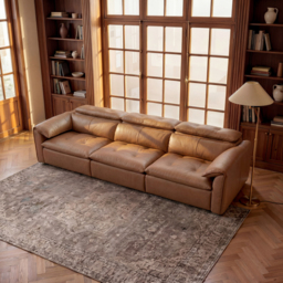 320cm 3-Seater Genuine Leather Power Convertible Sleeper Sofa with Adjustable Headrest - thumbnail 3