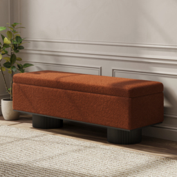 Teddy Fabric Fluffy Faux Fur Flip Top Wood Storage Entryway Bench - thumbnail 1