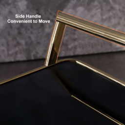Rolling 3-Tier on Wheel Bar Cart with Handle in Black & Brushed Gold Style A - thumbnail 7