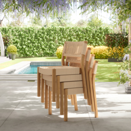 2 PCS Acacia Patio Outdoor Dining Chairs Woven Rope Yard Chairs in Natural  (Set of 2)  Max. Weight Capacity: 331 lb - thumbnail 3