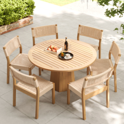 2 PCS Acacia Patio Outdoor Dining Chairs Woven Rope Yard Chairs in Natural  (Set of 2)  Max. Weight Capacity: 331 lb - thumbnail 4