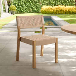 2 PCS Acacia Patio Outdoor Dining Chairs Woven Rope Yard Chairs in Natural  (Set of 2)  Max. Weight Capacity: 331 lb - thumbnail 6