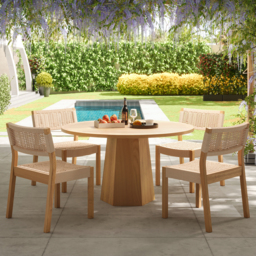 2 PCS Acacia Patio Outdoor Dining Chairs Woven Rope Yard Chairs in Natural  (Set of 2)  Max. Weight Capacity: 331 lb - thumbnail 5