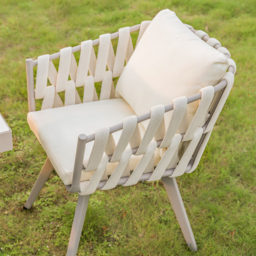 7 Pieces Aluminum Outdoor Dining Set with Extendable Marble Top Table and Woven Armchair - thumbnail 8