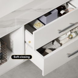 "35"" Floating Bathroom Vanity with Sintered Stone Vessel Sink with 2 Drawers in White" - thumbnail 9