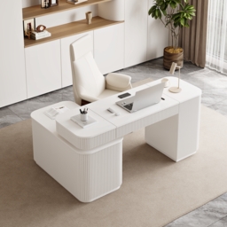 "Modern 65"" L-Shape White Executive Desk with Lift-Top, Drawers & Cabinet, Right Hand" - thumbnail 4
