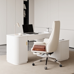 "Modern 65"" L-Shape White Executive Desk with Lift-Top, Drawers & Cabinet, Right Hand" - thumbnail 3