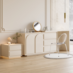Modern Bedside Table off-white with 2-drawers and LED and USB charging function - thumbnail 5