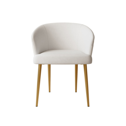 Modern 2-Pieces White PU Leather Dining Chair Curved Back with Gold Legs - thumbnail 7