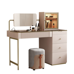 Chanor Dressing Table with Chair Mirrored Dressing Table with Jewellery Storage & Cabinet & Stool - thumbnail 5