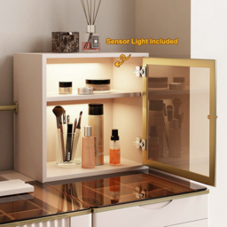 Chanor Dressing Table with Chair Mirrored Dressing Table with Jewellery Storage & Cabinet & Stool - thumbnail 6