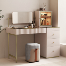 Chanor Dressing Table with Chair Mirrored Dressing Table with Jewellery Storage & Cabinet & Stool - thumbnail 3