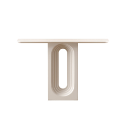 1200mm Modern Narrow Wood White Console Table with Geometric Pedestal Hallway Table - thumbnail 7
