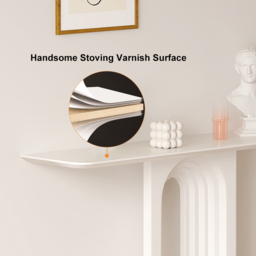 1200mm Modern Narrow Wood White Console Table with Geometric Pedestal Hallway Table - thumbnail 8