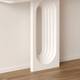 1200mm Modern Narrow Wood White Console Table with Geometric Pedestal Hallway Table - thumbnail 6