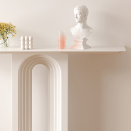 1200mm Modern Narrow Wood White Console Table with Geometric Pedestal Hallway Table - thumbnail 5