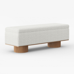 Storage Entryway Bench Boucle & Wood Entryway Furniture in White - thumbnail 5