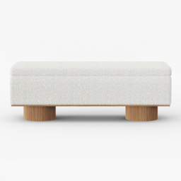 Storage Entryway Bench Boucle & Wood Entryway Furniture in White - thumbnail 6