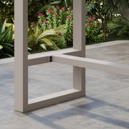 Tevara Outdoor Teak Wood Slat Top & Sand Aluminium Frame Bar Table for Patio - thumbnail 9