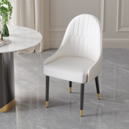 Darg Modern Dining Chairs PU Leather Upholstered White Armless Metal Legs 8-Pieces Dining Room Chairs - thumbnail 3