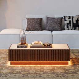 Aura TV Stand Set of Ash Wood Slatted TV Stand & Coffee Table with Sintered Stone Top - thumbnail 9