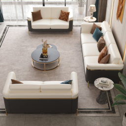3 PCS Vertex Sofa Set with Chair Modern Beige Living Room Sofa Set with Cushion - thumbnail 4