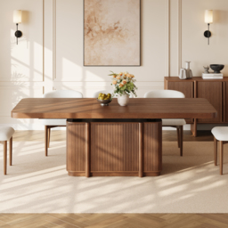 Lineva 180–230 cm Extendable Walnut Dining Table with Fluted Base, Seats 6–8 - thumbnail 5