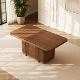 Lineva 180–230 cm Extendable Walnut Dining Table with Fluted Base, Seats 6–8 - thumbnail 4