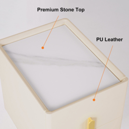 Inarrow Modern Beige Bedside Table Bedside Table with 2 Drawers in Gold Legs - thumbnail 8
