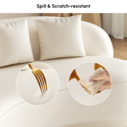 Modern Leather Upholstered Sofa 3-Seater Sofa White Sofa - thumbnail 8