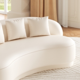 Modern Leather Upholstered Sofa 3-Seater Sofa White Sofa - thumbnail 7