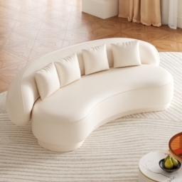 Modern Leather Upholstered Sofa 3-Seater Sofa White Sofa - thumbnail 5