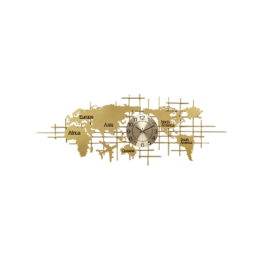 1500mm x 580mm Luxury Oversized World Map Wall Clock Golden Metal Home Decor - thumbnail 6