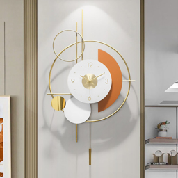 Modern 3D Round Wall Clock Decor Gold Pendulum Geometric Mute Metal Home Clock Art - thumbnail 4