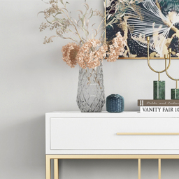 800mm Modern Narrow White Console Table with Storage Wood Entryway Table with Drawers - thumbnail 7