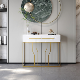 800mm Modern Narrow White Console Table with Storage Wood Entryway Table with Drawers - thumbnail 9