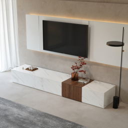 Vewal Wood Block TV Stand & Coffee Table Set - thumbnail 6