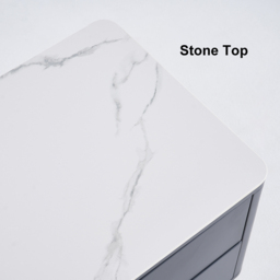 Dark Grey TV Stand Sintered Stone Top 4-Drawer Glass Doors Media Console in Small - thumbnail 7