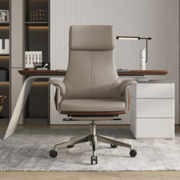 Set Modern Black L-Shape Standing Desk & Leather Office Desk Chair Set Khaki (1815mm) - thumbnail 6