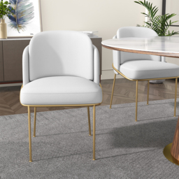 Modern Dining Chair Cotton & Linen with Upholstered Side Kitchen Chairs in White 2-Pieces - thumbnail 8