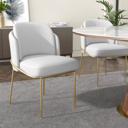 Modern Dining Chair Cotton & Linen with Upholstered Side Kitchen Chairs in White 2-Pieces - thumbnail 7